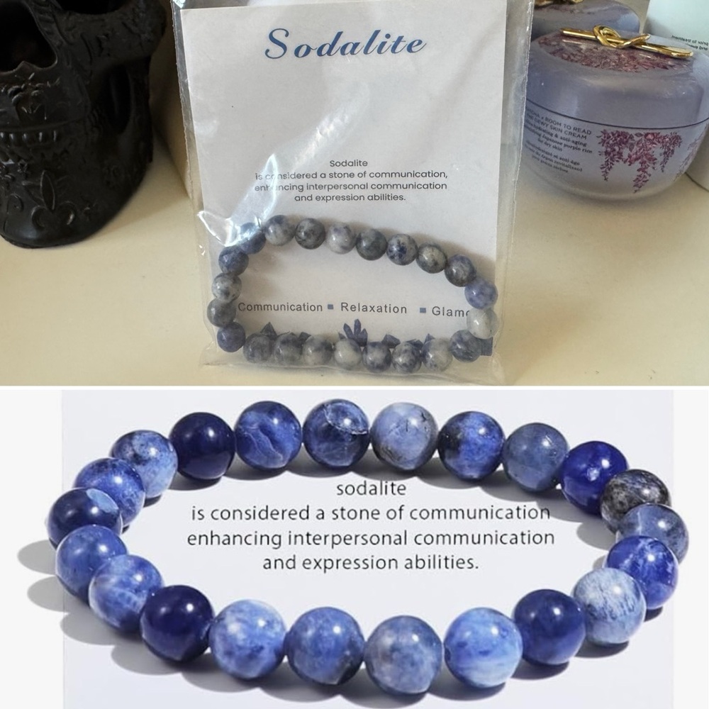 Sodalite Blue Stone Bracelet Healing Crystal Stone Bracelet for Relaxation